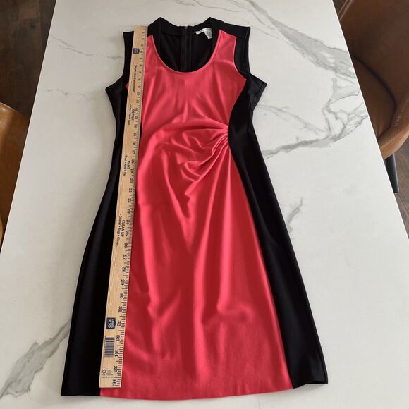 Kenneth Cole Womens Color Block Sleeveless Sheath Dress Coral & Black Size 8 EUC - Picture 7 of 10